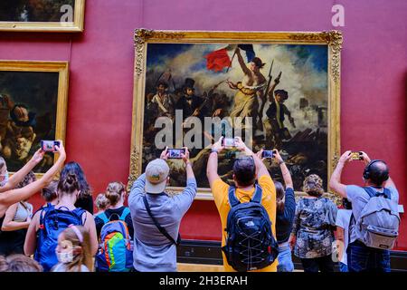 Frankreich, Paris, Louvre-Museum, französische Gemäldegalerie des 19. Jahrhunderts, Liberty Leading the People von Eugène Delacroix, 1831 Stockfoto