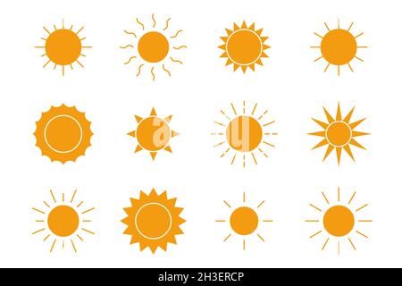 Sonnensymbole setzen flachen Stil Stock Vektor