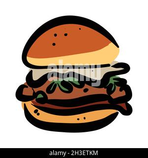 Burger Clip Art isoliert auf weißem Hintergrund. Stock Vektor