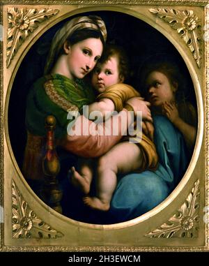 Madonna della seggiola - Madonna des Stuhls 1770 von Anton Raphael Mengs, Aussig Bohemia 1728 - Rom 1779 , Italien, Italienisch, Stockfoto