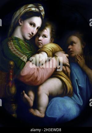 Madonna della seggiola - Madonna des Stuhls 1770 von Anton Raphael Mengs, Aussig Bohemia 1728 - Rom 1779 , Italien, Italienisch, Stockfoto