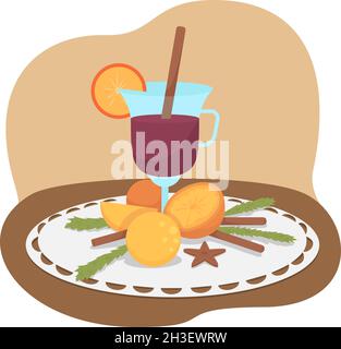 Glühwein 2D Vektor isolierte Illustration Stock Vektor