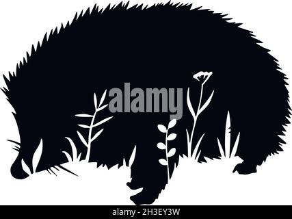 Igel - Schablone mit floralem Design - florale Tier Vektor Silhouette Stock Vektor