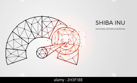 Polygonale Vektordarstellung von Shiba Inu und Tachometer. Shiba-Inu-Pumpe. Stock Vektor