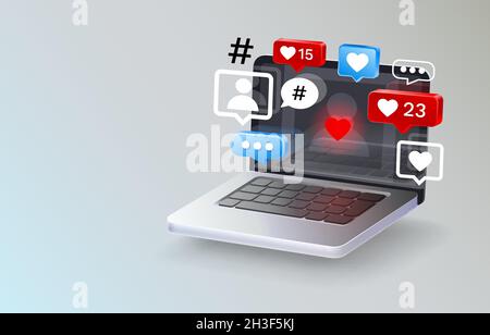 Laptop-Symbol wie, Follower Social Media, Computer People Connection. Vektorgrafik Stock Vektor