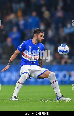 Genua, Italien. Oktober 2021. Nicola Murru (Sampdoria) während des UC Sampdoria vs Atalanta BC, italienische Fußballserie A Spiel in Genua, Italien, Oktober 27 2021 Quelle: Independent Photo Agency/Alamy Live News Stockfoto