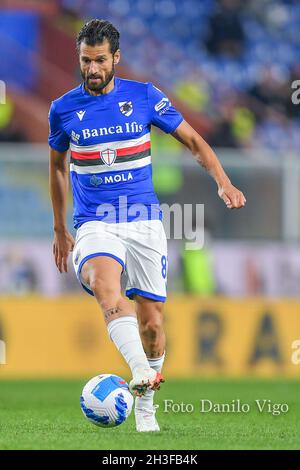 Genua, Italien. Oktober 2021. ANTONIO CANDREVA (Sampdoria) während des UC Sampdoria vs Atalanta BC, italienische Fußballserie A Spiel in Genua, Italien, Oktober 27 2021 Kredit: Unabhängige Fotoagentur/Alamy Live Nachrichten Stockfoto