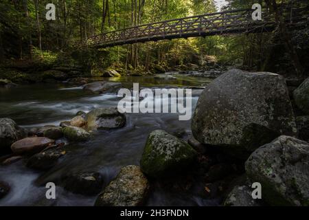 Brücke über Big Creek im Great Smoky Mountains National Park Stockfoto