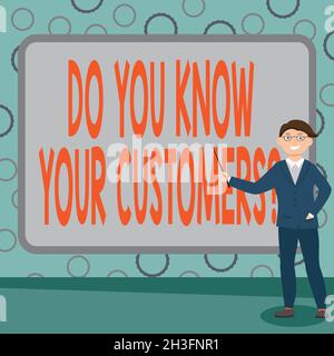 Konzeptionelle Darstellung Kennst du die Frage deiner Kunden? Business Showcase die Frage nach der Identifizierung eines Kunden ist die Natur Abstract Professor gibt Vorträge Stockfoto