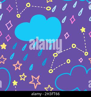 Baby Space Nahtloses Muster. Bunte Kinder Vektor Illustration. Stock Vektor