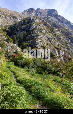 Der Weg der Götter Sentiero degli Dei Amalfiküste Italien Stockfoto