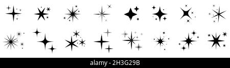 Star funkelt Ikonen gesetzt. Vektorgrafik isoliert auf weißem Hintergrund Stock Vektor