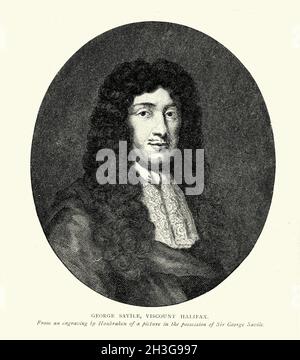 George Savile, 1. Marquess of Halifax, PC, DL, FRS (11. November 1633 – 5. April 1695), war ein englischer Staatsmann, Schriftsteller und Politiker, der in der saß Stockfoto