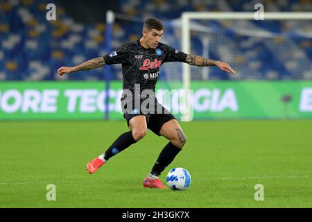 Napels, Italien. Oktober 2021. NAPELS, ITALIEN - 28. OKTOBER: Giovanni Di Lorenzo vom SSC Napoli während der Serie Ein Spiel zwischen SSC Napoli und dem FC Bologna im Stadio Diego Armando Maradona am 28. Oktober 2021 in Napels, Italien (Foto von Ciro Santangelo/Orange Picics) Credit: Orange Pics BV/Alamy Live News Stockfoto