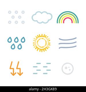 Wettersymbole eingestellt – Vektordarstellung Stock Vektor