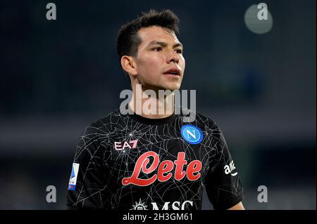 Napels, Italien. Oktober 2021. NAPELS, ITALIEN - 28. OKTOBER: Hirving Lozano von SSC Napoli während der Serie Ein Spiel zwischen SSC Napoli und dem FC Bologna im Stadio Diego Armando Maradona am 28. Oktober 2021 in Napels, Italien (Foto: Ciro Santangelo/Orange Picics) Credit: Orange Pics BV/Alamy Live News Stockfoto