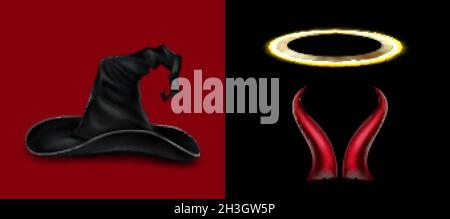 Realistische halloween Hüte Sammlung Vektor Design Illustration Stock Vektor