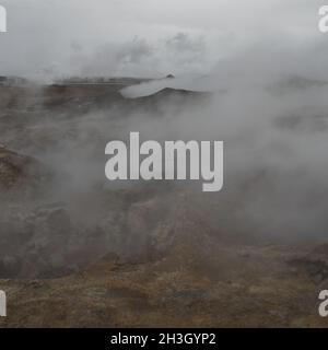 Gunnuhver Erdwärmefeldes. Halbinsel Reykjanes Stockfoto