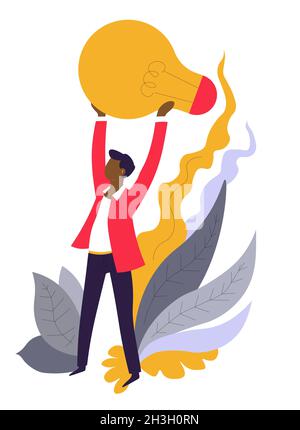 Mit Idee Geschäftsmann halten Glühbirnen Geschäft Stock Vektor