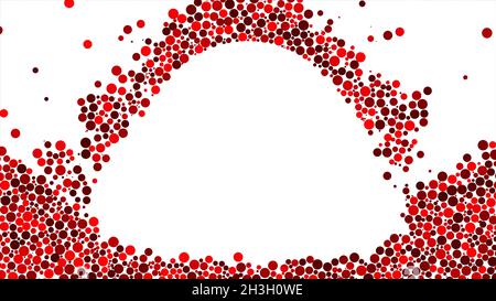 Schnelle Bewegung von mehrfarbigen Punkten unterschiedlicher Größe, die den leeren kreisförmigen Raum schaffen und nach unten fallen. Animation. Flacher 2D-Cartoon Stockfoto