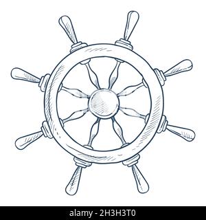 Schiffssymbol-Steuerungs- oder Ruderrad-Schiffsteil Stock Vektor