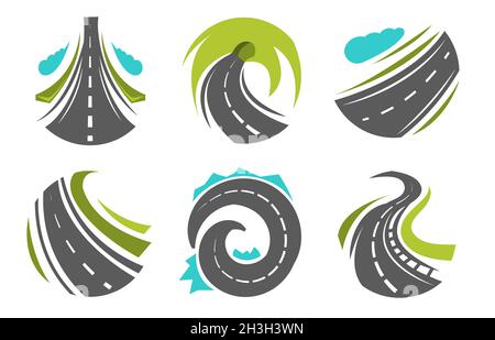 Straßen und Straßen Straßen Straßen oder Straßen isolierte Symbole Corporate Identity Stock Vektor