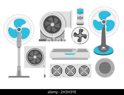 Klimaanlage Ventilator und industrielle Lüftung Klimaanlage und Abluft Stock Vektor