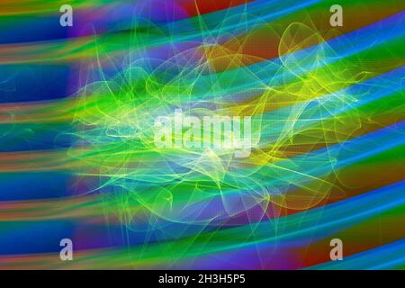 Abstrakter grüner Hintergrund mit gelbem Gitter. Stockfoto