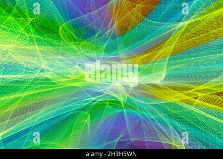 Abstrakter grüner Hintergrund mit gelbem Gitter. Stockfoto