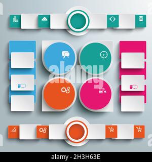 Big Infographic Drops Batched Rechtecke kreisen PIAD Stockfoto