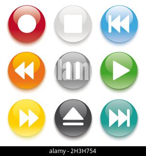 9 Farbige Tasten Stockfoto