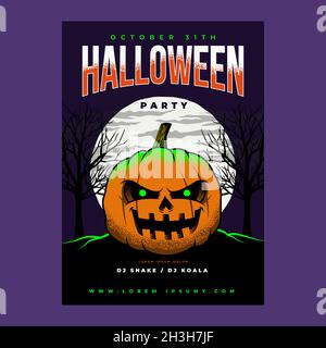 Handgezeichnete flache halloween Party vertikale Poster Vorlage Stock Vektor