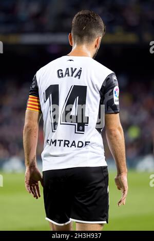 BARCELONA - OCT 17: Jose Luis Gaya in Aktion während des La Liga-Spiels zwischen FC Barcelona und Valencia CF am 17. Oktober 2021 im Camp Nou Stadium Stockfoto