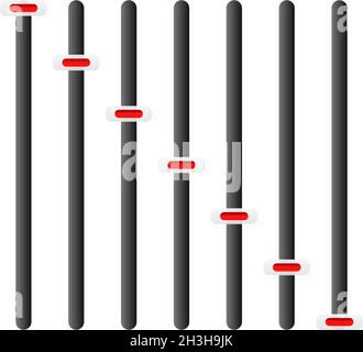 Justierer, Schieberegler, Tuner, Fader Bars mit Hebeln, Knöpfe - Stock Vektor Illustration, Clip-Art-Grafiken Stock Vektor