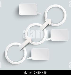 Papierpfeil 3 Ringe Sprechblasen PIAD Stockfoto