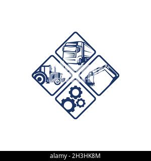 Schwere Ausrüstung Symbolvektor für Bauunternehmen. Flaches Design-Symbol für die Industrie mit der Farbe Blau. Vektorgrafik EPS.8 EPS.10 Stock Vektor