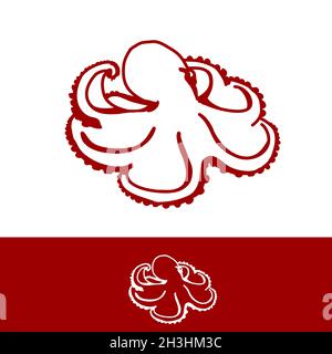Abstrakter Vektor Octopus Symbol Design Element. Octopus Silhouette Symbol auf weißem Hintergrund isoliert. Vektorgrafik EPS.8 EPS.10 Stock Vektor
