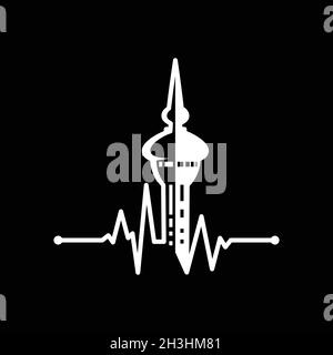 Pulse Tower-Symbol auf schwarzem Hintergrund aus der Gebäudesammlung isoliert. Tower Icon trendiges und modernes Tower Symbol. Vektorgrafik EPS.8 EPS.10 Stock Vektor