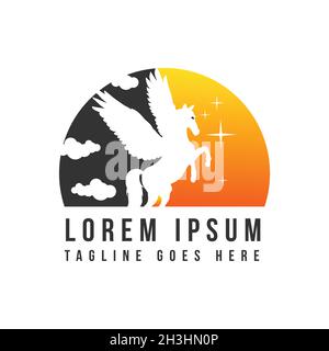 Symbol für das stehende pegasus-Design. Luxuriöses Design von pegasus. Vektorgrafik EPS.8 EPS.10 Stock Vektor