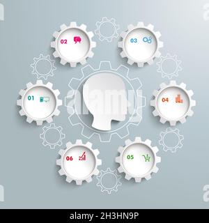 PIAD für Workflow-Getriebe mit weißem Kopf Stockfoto