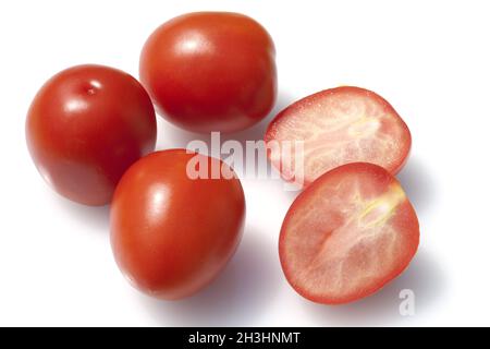 Roma-Tomaten, Romatomaten, Lycopersicon Esculentum; Stockfoto