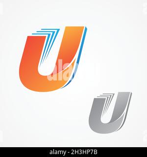 U-Buchstabe für Ihr bestes Geschäftssymbol mit der Farbe Orange. Technologie Buchstabe Symbol Design. Vektorgrafik EPS.8 EPS.10 Stock Vektor