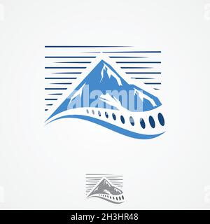 Illustration Design Wirbelsäule Symbol Klinik Medizin Chiropraktik mit Blick auf die Berge. Design-Vorlage für orthopädische Symbole. Vektorgrafik EPS.8 EPS.10 Stock Vektor