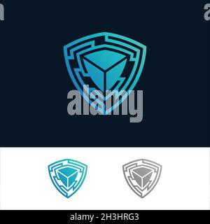 Schild Schutz Tech Symbol Vektor Design Stock. Inspiration für Sicherheitstechniksymbole. Schutztechnologie Symbol industriell. Vektorgrafik EPS.8 EPS.1 Stock Vektor