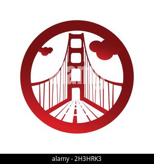 Rote Brücke Symbol Vektor Illustration Design. Brückenvektorsymbol für Ihr bestes Geschäftssymbol. Vektorgrafik EPS.8 EPS.10 Stock Vektor