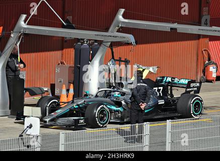 Valtteri Bottas-Mercedes Benz im Vorsaison-Training auf dem Kurs Barcelona Catalonia 2019, Spanien Stockfoto