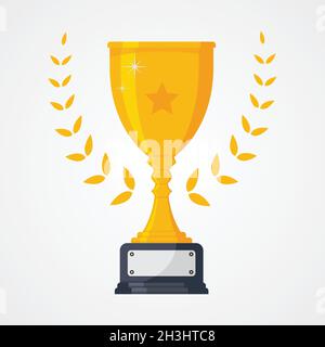 Bestes Symbol Meisterschaft oder Wettbewerb Trophäe Gewinner Auszeichnung Zeichen Symbol. Gold Cup Trophäe Symbol Symbol in flachem Stil. Vektorgrafik EPS.8 EPS.10 Stock Vektor