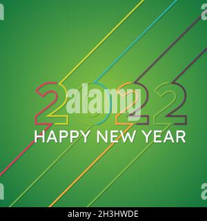 2022 Frohes neues Jahr insta Farbbanner mit Linie. 2022 Gestaltung von Grußworten, Einladungen und Banner oder Hintergrund. Vektorgrafik EPS.8 EPS.10 Stock Vektor