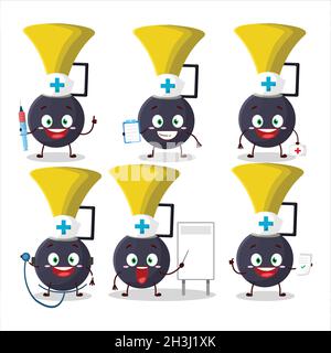 Arzt Beruf Emoticon mit Fahrrad Lufthorn Zeichentrickfigur. Vektorgrafik Stock Vektor