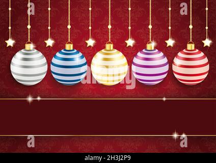 Bunte Kugeln Und Sterne Rote Ornamente Stockfoto